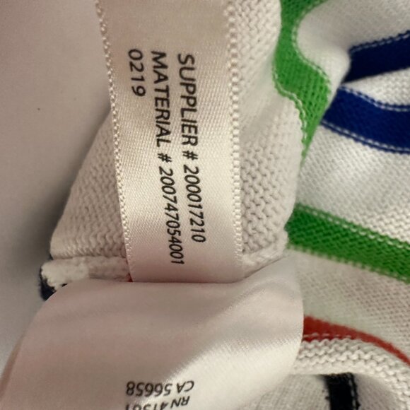 Ralph Lauren Women Sweater White Mulitcolor Rainbow Stripes Gold Buttons Size M - Picture 6 of 7